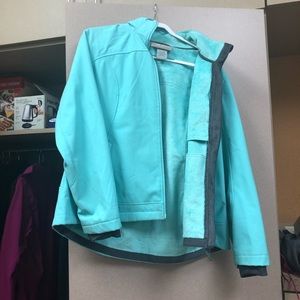Teal Sports Raincoat with Detachable Hood.